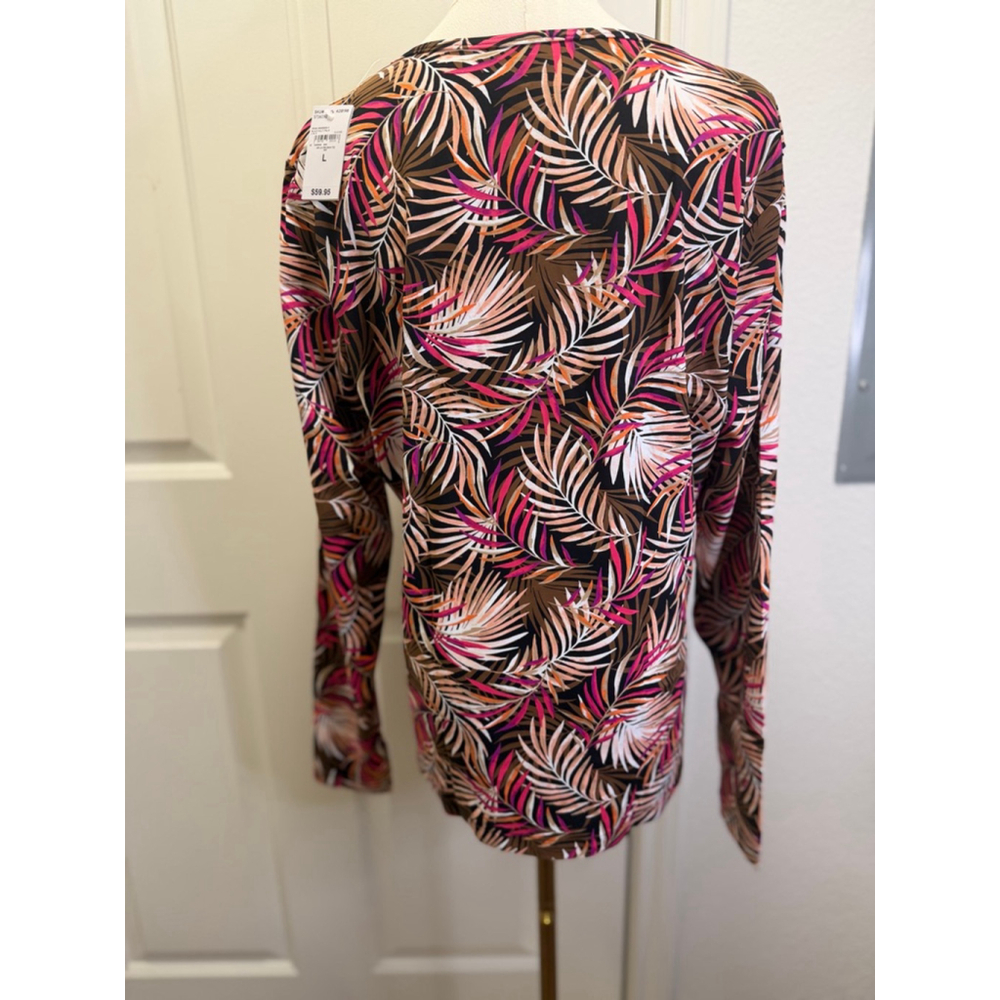 Lands’ End Palm Print Rash Guard Swim Tee Size L UPF 50 NWT - Picture 3 of 5